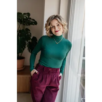 Dámský svetr Bamboo rolák Luisa s dl. rukávem tmavě zelený Velikost: XS