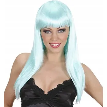 Karnevalová paruka Widmann paruka dlouhé vlasy modrá s ofinou