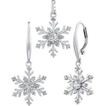 Set stříbrných šperků - náušnice a přívěsek sněhová vločka JJJS0813C