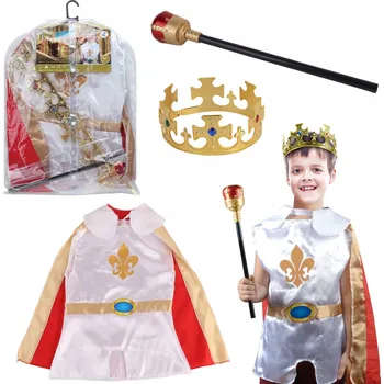Karnevalový kostým SADA KOSTÝM KRÁLE ŽEZLA KORUNA PŘEVLEK JASLÍČEK KOSTÝM PRO DĚTI