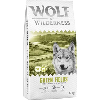 Pro psa 2x12kg Wolf of Wilderness „Green Fields“ pro dospělé psy, kuřecí s jehněčím granule pro psy