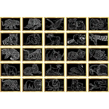 vyškrabávací obrázek Škrabací obrázky se zlatým podkladem 15 x 10 cm