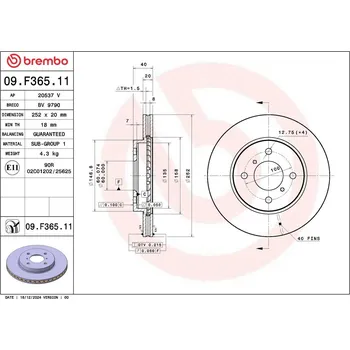 Brzdový kotouč Brzdový kotouč BREMBO 09.F365.11