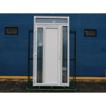 Vchodové dveře VÝPRODEJ Hliníkové vchodové dveře - ALIPLAST Star 90, 1400x2445 mm, O levé dovnitř, bílá/bílá + příslušenství a montážní materiál zdarma