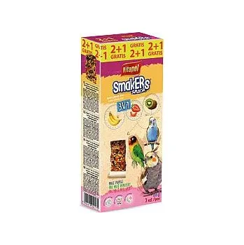 Krmivo pro ptáka Vitapol tyčky andulka mix 3ks banán/jahoda/kiwi