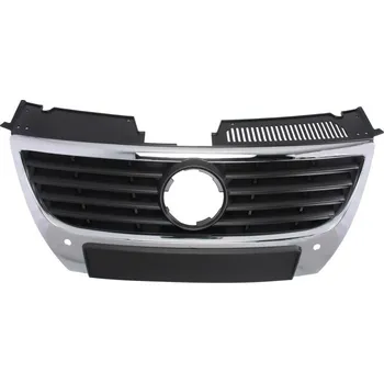 Karosérie BLIC Přední maska Vložka (černé lišty, velký emblém s otvory pro parkovací senzory, chrom/černá) VW PASSAT B6 03.2005–11.2010