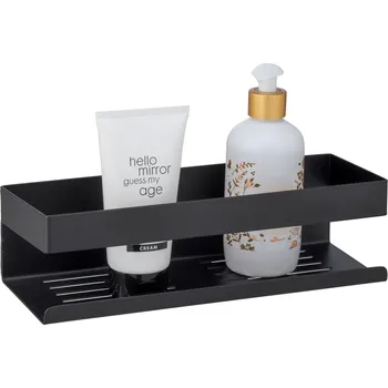 Dávkovač mýdla Wenko Koupelnová polička Genova matně černá Rozbale(v)no, samolepka nefunguje, již někdo zkusil. Lehce poškrábané viz foto.