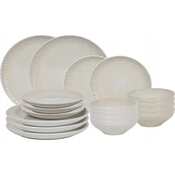 Talíř HIT HT-24327591 18 ks lesklá krémová