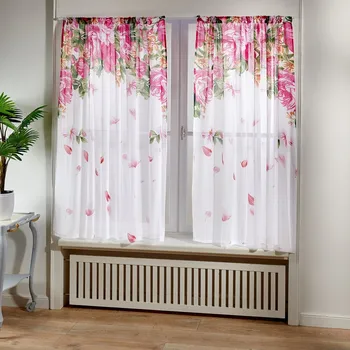 Závěs Růže růžová bílá 140 x 140 cm