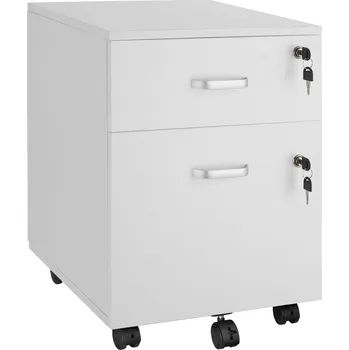 TecTake GmbH 405459 kontejner na kolečkách vagur, 2 uzamykatelné zásuvky - bílá