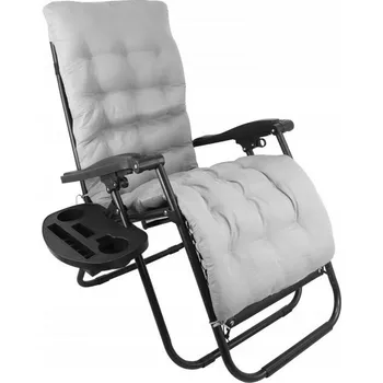 Zahradní lehátko Pro-Tech shop Zahradní skládací lehátko černé se šedým polštářem 62426&nbsp;LEZ9979