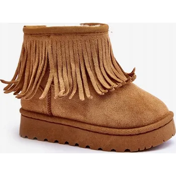 Dámská zimní obuv KOTNÍKOVÉ BOTY SNĚHULE S TŘÁSNĚMI ZATEPLENÉ KOŽEŠINOU CAMEL 36