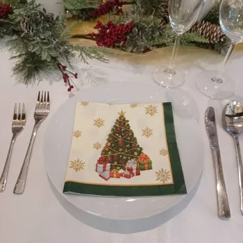 DECOLED Ubrousky, 16,5 x 16,5 cm, 20 ks v balení, stromeček s dárky