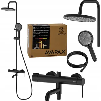 Sprchový set Sprchový sloup s baterií, nastavitelný, černý, sada do sprchového koutu AVAPAX