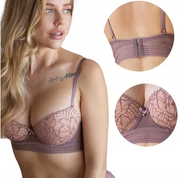 Dámské oblečení Krajková push-up podprsenka s kosticemi a hlubokým výstřihem Kleo 80B