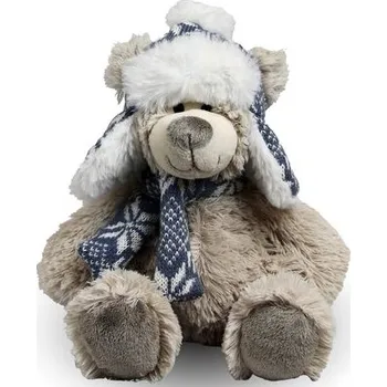 plyšák Plyšový medvěd Bolke s čepicí béžovo šedý