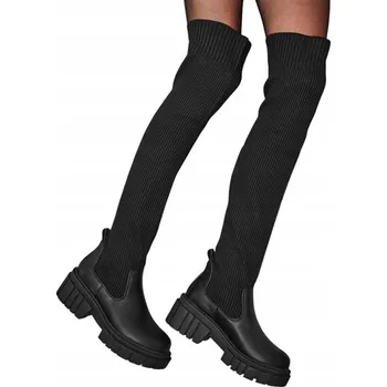 Dámské kozačky Royalfashion dámské kozačky nad koleno s plochým podpatkem, velikost 38