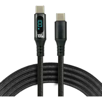 Datový kabel Kabel USB-C / kabel USB-C LCD everActive CBB-2PD5L 200cm 20V 5A 100W