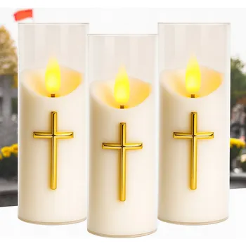 Svíčka HŘBITOVNÍ SVÍČKA NA HROB LED VELKÁ SVÍČKA NA BATERIE NÁPLNĚ DO HŘBITOVNÍCH SVÍČEK NA HŘBITOV KŘÍŽ