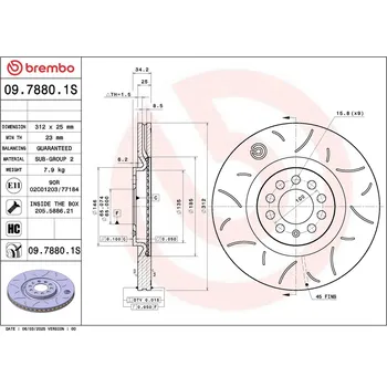Autodíl Brzdový kotouč BREMBO 09.7880.1S