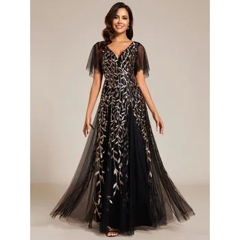 Dámské šaty Plesové šaty zlato černé šaty Ever Pretty 0736 *Velikost: 8XL / 56 / 24 / 28