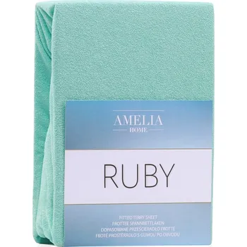 Froté prostěradlo s gumou AmeliaHome Ruby mátové, velikost 160-180x200+30