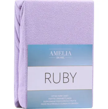 Froté prostěradlo s gumou AmeliaHome Ruby lila, velikost 100-120x200+30