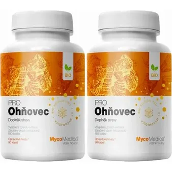 MycoMedica Ohňovec PRO 2x 90 kapslí (Garantovaný obsah beta 1,3/1,6 glukanů min. 32 %)