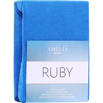 Froté prostěradlo s gumou AmeliaHome Ruby modré, velikost 120-140x200+30