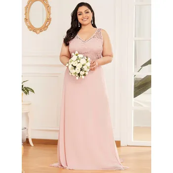 Dámské šaty Ever Pretty krajkové růžové šaty 7686 *Velikost: 7XL / 54 / 22 / 26