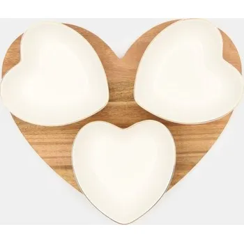 Stolování Sinsay - Valentýnský servírovací tác se třemi miskami ve tvaru srdce - bílá - 898IL-00X - 898IL-00X-ONE