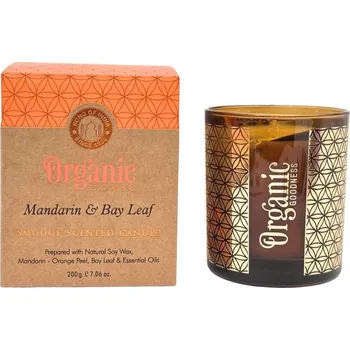 Svíčka Organická vykuřovací svíčka 200g ve skle se zlatou fólií, Mandarin & Bay Leaf
