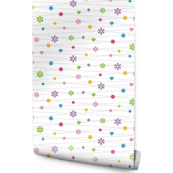 Fototapeta Tapeta do pokoje pro holčičku, květiny a srdíčka