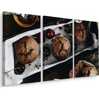 Obraz Obraz Tryptych MUFFINKY Czekoládové Třešně 60x40