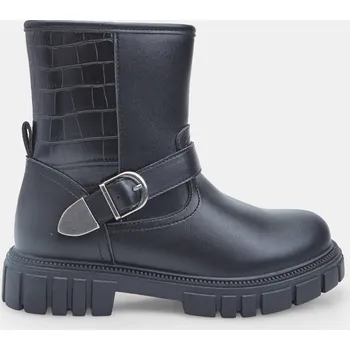 Dívčí zimní obuv Baťa dívčí kotníková bota s přezkou a krokodýlím vzorem Baťa černé, vel. 34