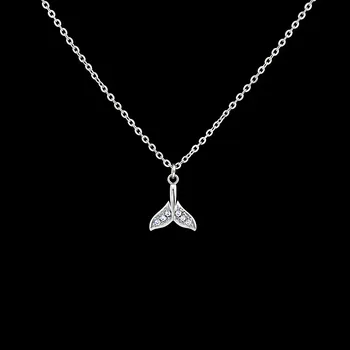 Náhrdelník Náhrdelník Velrybí ploutev ocel 316L se zirkony č. 1812