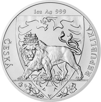 Stříbrná uncová investiční mince Český lev 2020 stand