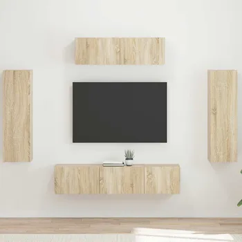 Televizní stolek vidaXL Televizní skříň 3 pcs Sonoma dub