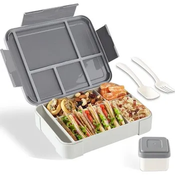Jídlonosič Svačinový box s přihrádkami - 1300ml Bento Box pro děti, včetně příborů - Nepropustný svačinový box