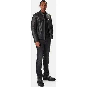 Dámský křivák KARL LAGERFELD Kožená bunda 555022 561421 Černá Slim Fit 48