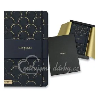 Zápisník LANYBOOK ART DECO, poznámkový zápisník s gumičkou 130x210 mm, černá