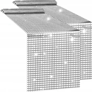 ubrus Stříbrný třpytivý běhoun na stůl 30x275 cm, disco