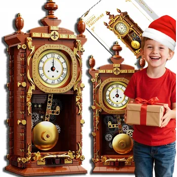 ostatní stavebnice RETRO FUNKČNÍ KYVADLOVÉ HODINY STAVEBNICE STEM VÁNOČNÍ DÁREK 751 DÍLKŮ