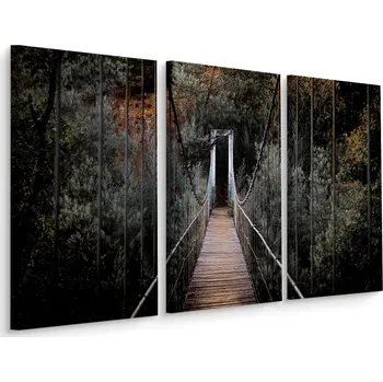 Obraz 3dílný obraz na zavěšení Dřevěný MOST Les 60x40