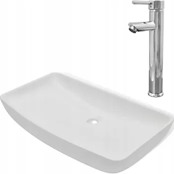 Keramické umyvadlo na desku 710x380x135mm bílé se chromovanou baterií 30cm