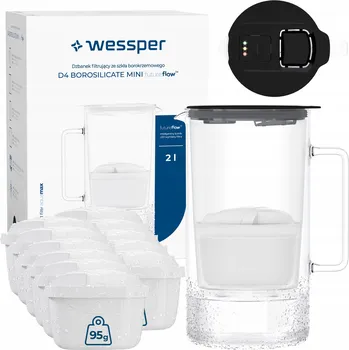 Filtrace vody Filtrační konvice Wessper D4 Borosilicate Mini FutureFlow 2 l černá