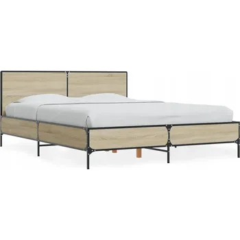 Postel Rám postele dub sonoma 203 x 123 x 80 cm s kovovými nohami