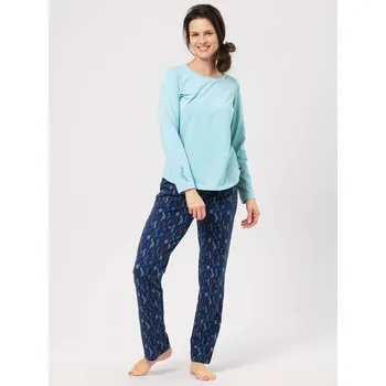 Dámské pyžamo Modrozelené dámské pyžamo Key s dlouhým rukávem a potiskem, modrozelená M i384_88877857