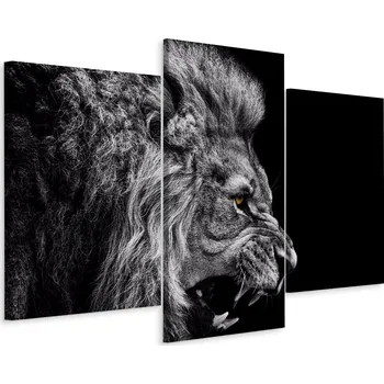 Obraz Obraz Tryptych Řvoucí LEV Portrét 3D Efekt 150x100