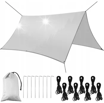 Krycí plachta VODĚODOLNÁ STANOVÁ PLACHTA PLACHTA LEHKÁ KEMPOVÁNÍ LESNÍ PŘEŽITÍ + MONTÁŽ